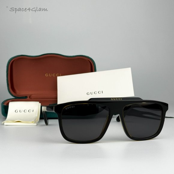 NEW GUCCI GG1039S 001 Black/Yellow Gray Aviator Unisex Sunglasses - Picture 4 of 10